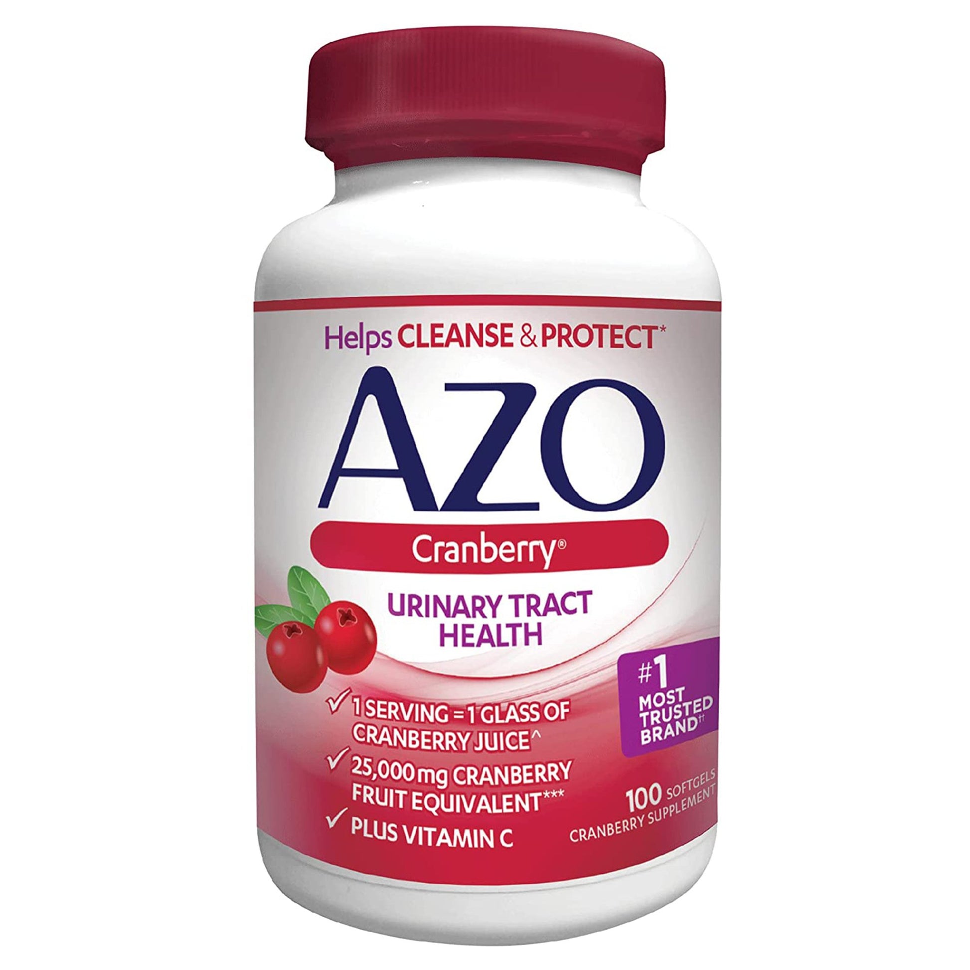 Urinary Tract Health Dietary Supplement AZO? Vitamin C (as ascorbic acid) / Cranberry (Vaccinium macrocarpon) Whole Fruit Powder 120 mg - 500 mg Strength Softgel 100 per Bottle