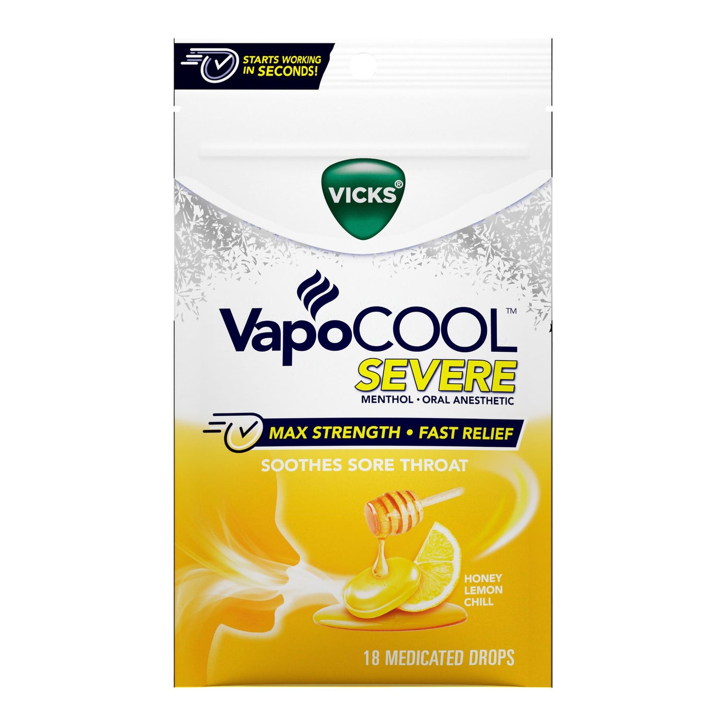 Sore Throat Relief Vicks? VapoCOOL·Drop 18 per Bag