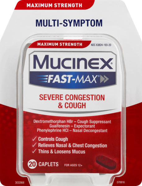 Mucinex Severe Congestion & Cough, Maximum Strength, Multi-Symptom, Caplets