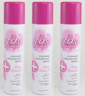 3 Pack- FDS Intimate Deodorant Spray ~ Extra Strength - 2 oz each