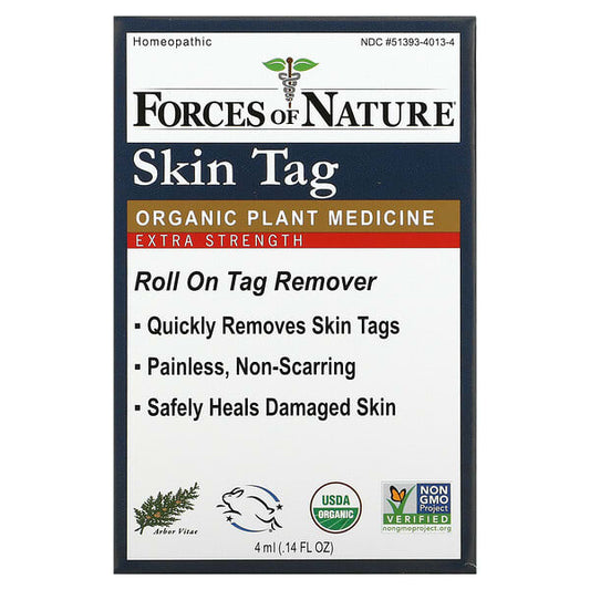 Forces of Nature, Skin Tag, Organic Plant Medicine, Rollerball Applicator, Extra Strength, 0.14 fl oz (4 ml)
