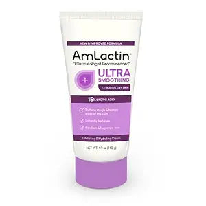 AmLactin Ultra Smoothing - 4.9 oz Body & Hand Cream with 15% Lactic Acid - Exfoliator and Moisturizer for Rough and Bumpy Dry Skin  