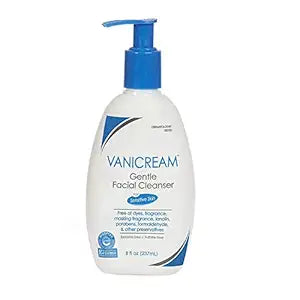 Vanicream Gentle Facial Cleanser for sensitive skin with pump dispenser - dye free, fragrance free, preservative free - oil free and non comedogenic - dermatologist tested - 8 ounce