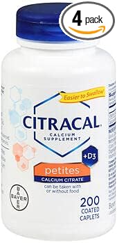 Citracal Petites con Vitamina D3, 200-unidades 4 paquetes de 200 tabletas cada una.