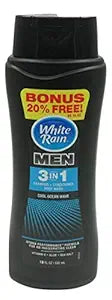 White Rain For Men 3 in 1 Shampoo + Conditioner + Body Wash, Cool Ocean Wave, 18 Fluid Ounces