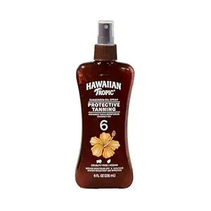 Hawaiian Tropic Island Tanning Oil Spray Sunscreen SPF 6, 8oz | Tanning Sunscreen, Tanning Oil with SPF, Moisturizing Body Oil, Hawaiian Tropic Oil, Oxybenzone Free Outdoor Tanning Oil, 8oz