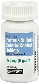 Ferrous Sulfate 325mg Enteric-Coated Tablets 100 Count