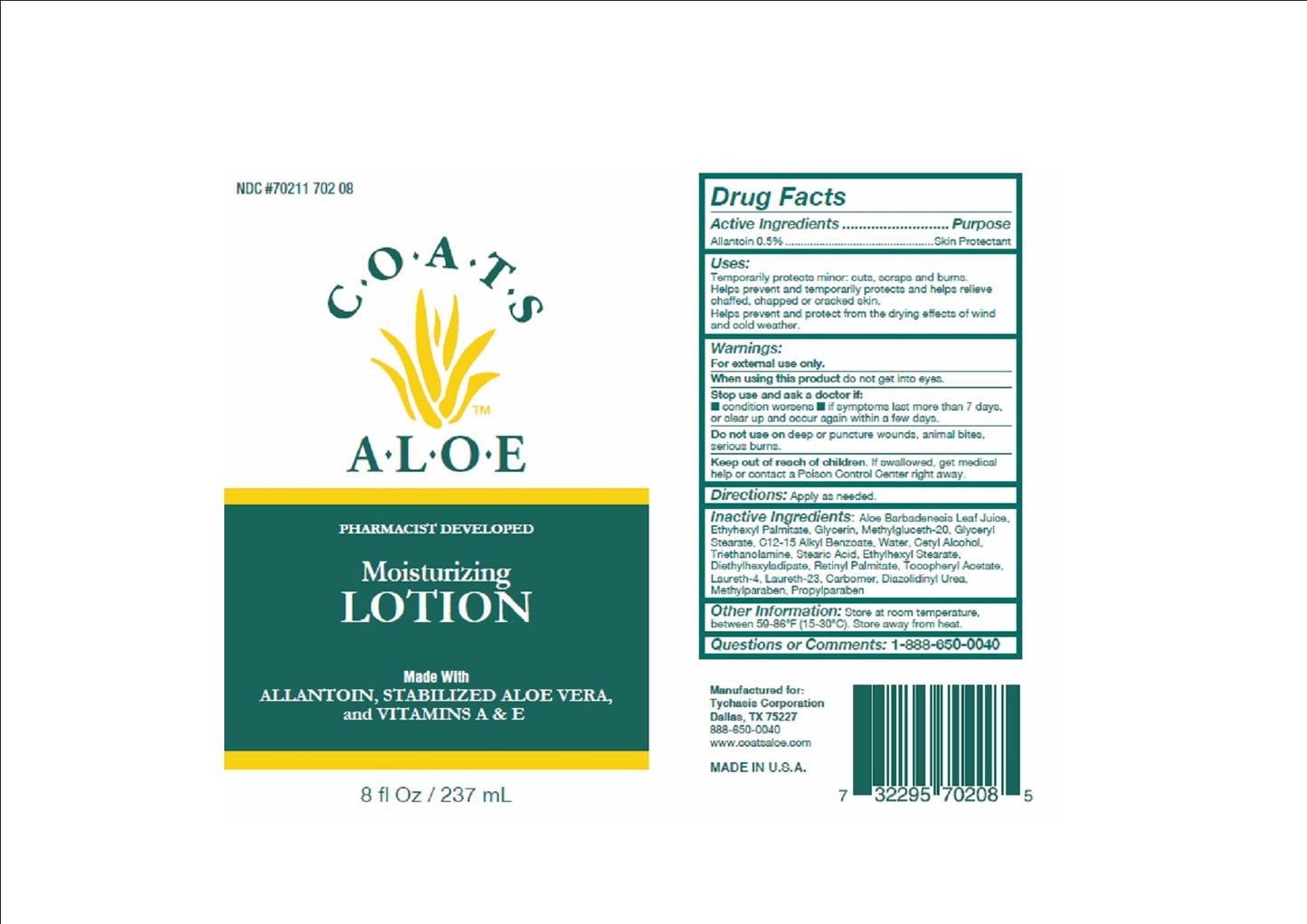 COATS ALOE LOT .5% 8OZ