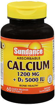 Sundance Vitamins Absorbable Calcium 1200 mg + D3 5000 IU Softgels