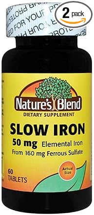 Nature's Blend Slow Iron 50mg, 60 Tablets Per Bottle