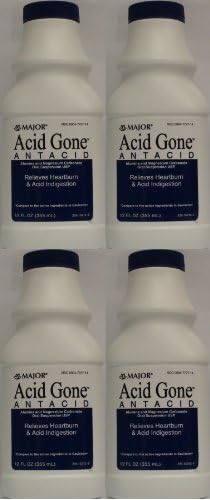 Major Pharmaceuticals Acid Gone Antacid Liquid, Flavor, 12 Assorted Spearmint 12 Fl Oz