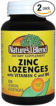 Nature's Blend Zinc Lozenges + Vitamin C & B6,120 Lemon Lozenges