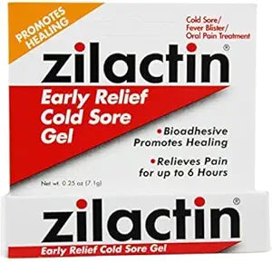 Zilactin Cold Sore Gel, Medicated Gel and Zilactin B Long Lasting Mouth Sore Gel - 0.25 Oz 