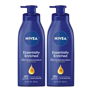 NIVEA Essentially Enriched Body Lotion for Dry Skin, 16.9 Fl Oz Pump Bottles
