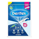 DenTek 3-In-1 Interdental Cleaners | Floss, Brush, Pick, Travel Pouch | 16 Count
