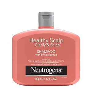 Neutrogena Exfoliating Healthy Scalp Clarify & Shine Shampoo for Oily Hair and Scalp, Anti-Residue Shampoo with Pink Grapefruit, pH-Balanced, Paraben & Phthalate-Free, Color-Safe, 12oz