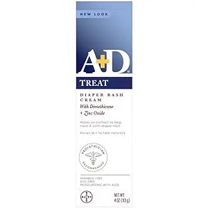 A+D Zinc Oxide Diaper Rash Cream with Aloe, 4 Ounces Each