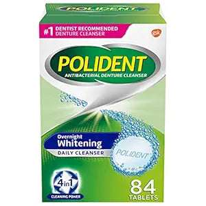 Polident Overnight Whitening Denture Cleanser Tablets - 84 Count