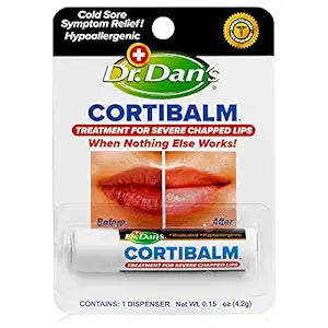 Dr. Dan's Cortibalm - 1    - For Dry Chapped Lips - Healing Lip Balm For Severely Chapped Lips - Designed For Men, Women & Kids.