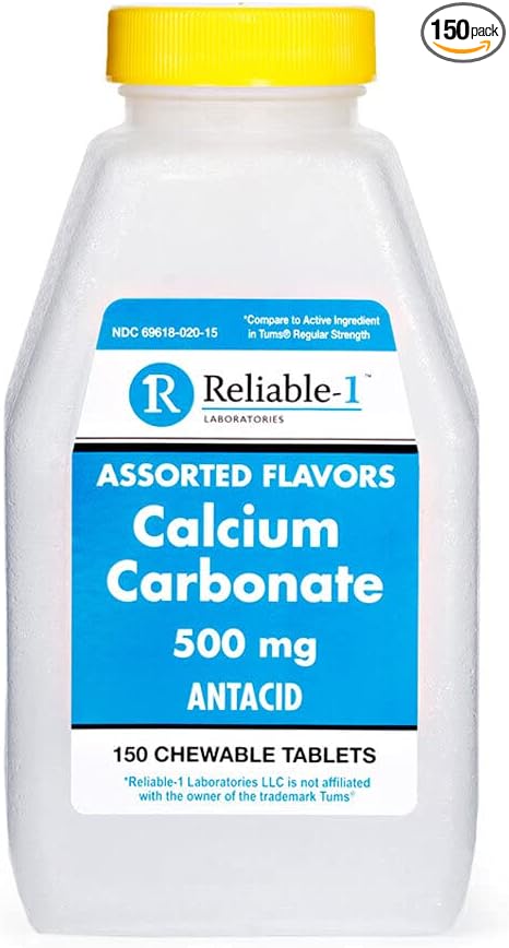 Reliable 1 Calcium Carbonate 500 mg 150 Tablets (1 Bottle)