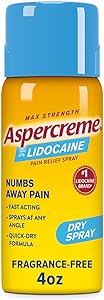 Aspercreme Max Strength Lidocaine Pain Relief Dry Spray 4 oz. Odor Free