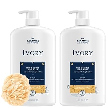 Ivory Body Wash - Ivory Clean Body Wash Pump Original with body pump. Ivory soap pamper yourself with this moisturizing body wash pump with 35 Fl. Oz. each with shower loofah . (Milk and Honey)