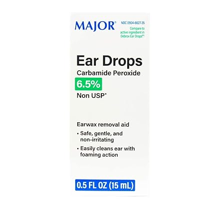 MAJOR Ear Drops Earwax Removal Aid 0.5oz 15mL CARBAMIDE PEROXIDE 6.5% USA