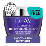 Olay Regenerist Retinol 24 + Peptide Night Facial Moisturizer, Fragrance-Free, 1.7 FL OZ / 50 mL
