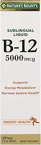 Nature's Bounty, Super Strength B-12 Liquid 5000mcg, 2 Oz 