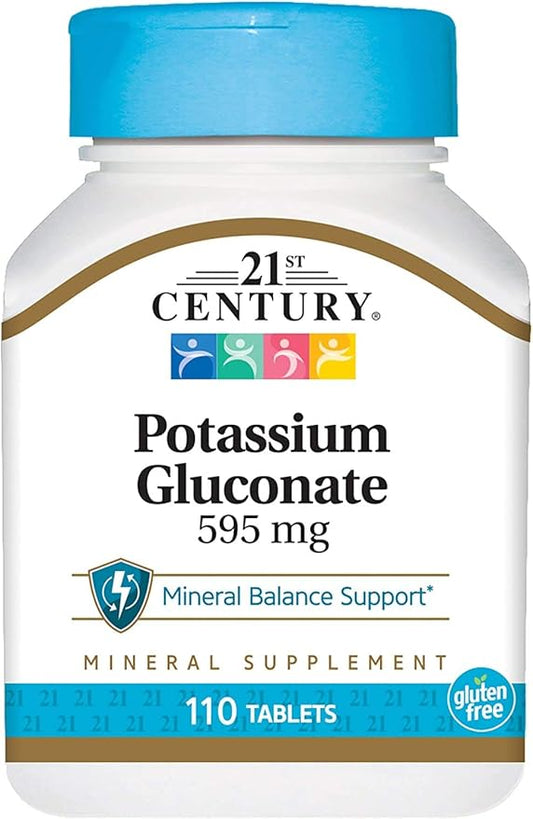 21st Century, Gluconato de Potasio, 595 mg, 110 Tabletas