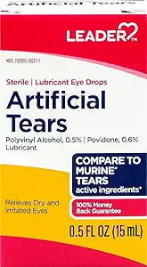 Leader Artificial Tears Lubricant Eye Drops for Dry Eyes, 15 ml