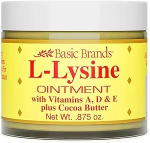 Basic Brands L-Lysine Ointment, Cold Sore Fever Blister Relief, Soothes Chapped Lips and Dry Skin, Goes on Clear, 0.875 oz (   1)