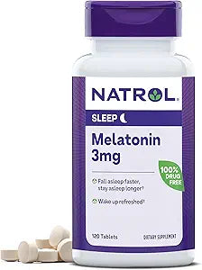 Natrol Melatonin 3 mg, Dietary Supplement for Restful Sleep, Sleep Supplements for Adults, 120 Melatonin Tablets, 120 Day Supply