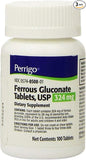 Perrigo Ferrous Gluconate Green Tablets, 324mg, 100ct