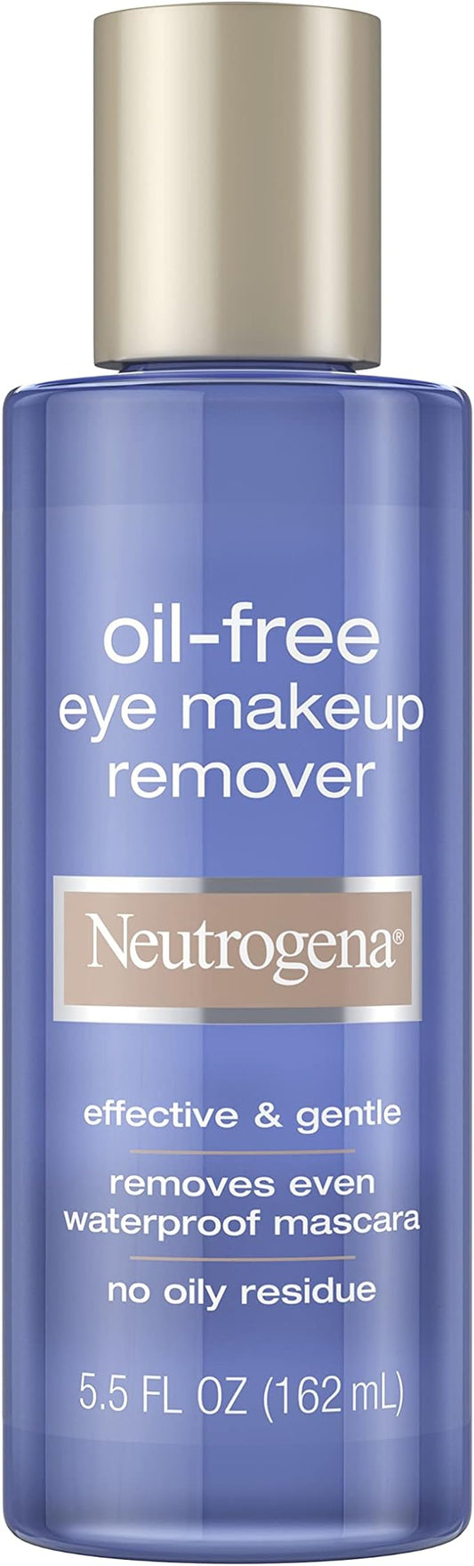 Neutrogena Oil-Free Liquid Eye Makeup Remover, Residue-Free, Non-Greasy, Gentle & Skin-Soothing Solution with Aloe & Cucumber Extract for Waterproof Mascara, 5.5 fl. oz