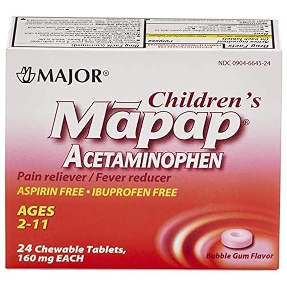 Major Mapap Jr 160 Mg Ages 2-11 Chew Tabs 24 count Bubble Gum Flavor