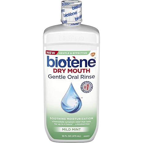 Biotene Mild Mint Moisturizing Gentle Oral Rinse, Alcohol-Free, for Dry Mouth, 16 ounce