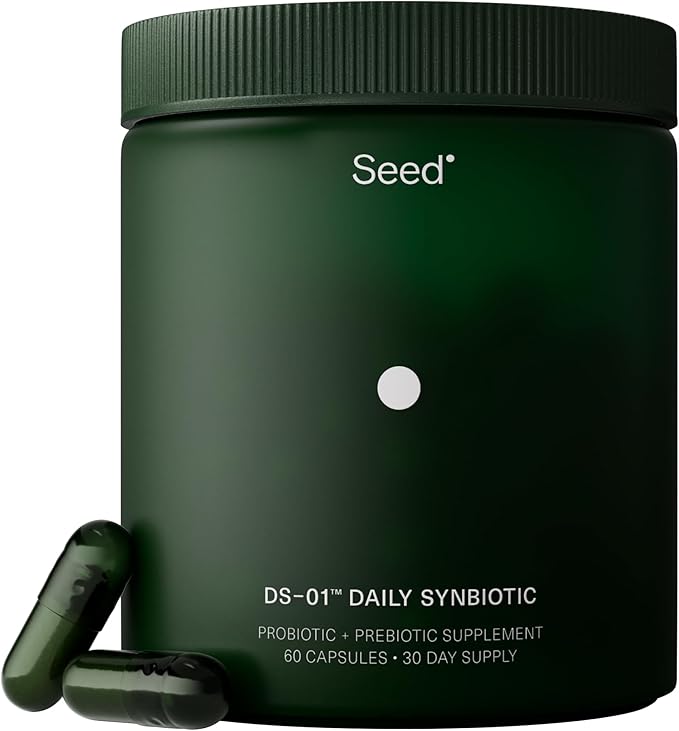 Seed DS-01 Daily Synbiotic - Prebiotic and Probiotic (60 Capsules) - 53.6 Billion AFU - Digestive Health, Gut Health, and Immune Health - Multi-Strain Probiotics for Women & Men - Vegan & Shelf-Stable