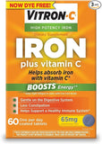 Vitron-C High Potency Iron Supplement with Vitamin C, 60 Count