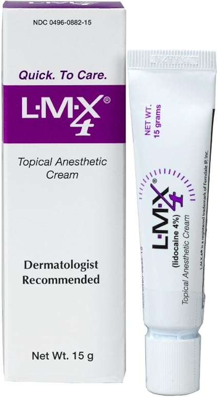 LMX4 Lidocaine Pain Relief Cream, 15g Tube ·Topical, Fast Acting, Long Lasting use for Cuts, Scraps, Sunburn, Bites
