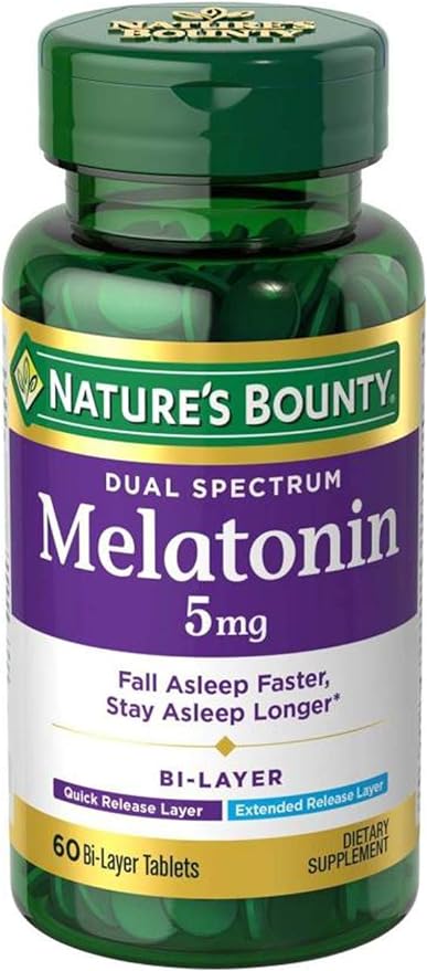 Nb Dual Spectr Melatonin Size 60ct Nature Bounty Dual Spectrum Bi-Layer Melatonin 5mg 60ct