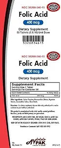 Folic Acid 400MCG, 50 Tablets