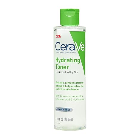 CeraVe Hydrating Toner for Face Non-Alcoholic with Hyaluronic Acid, Niacinamide, and Ceramides for Sensitive Dry Skin, Fragrance-Free Non Comedogenic, Full Size, 6.8 Fl Oz