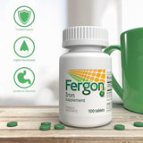 Fergon Hierro de alta potencia altamente soluble y f?il de digerir, 27 mg de hierro, 100 tabletas