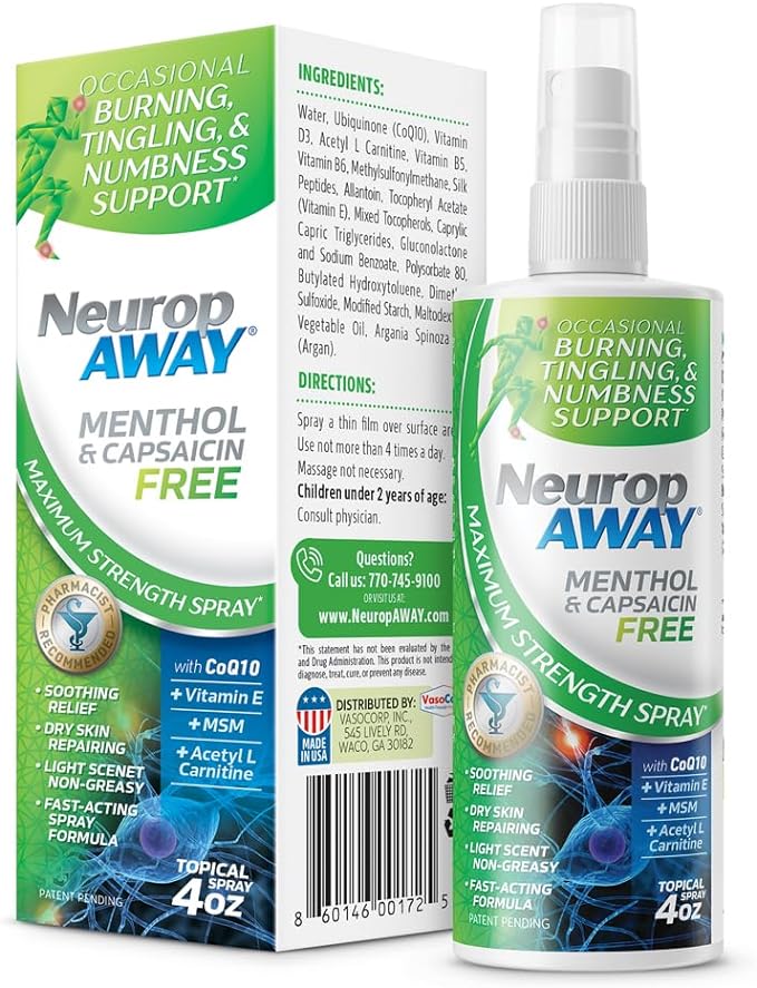 NeuropAWAY VasoCorp Spray with Menthol and Capsaicin Free | 4.0 oz