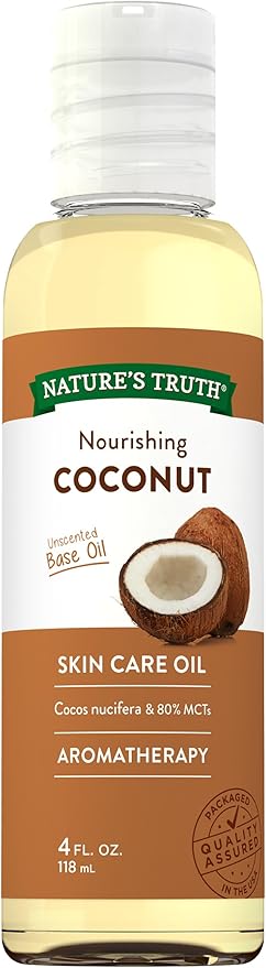 Nature's Truth Coconut Oil Liquid for Skin | 4 oz | Unscented Base Oil | Paraben Free