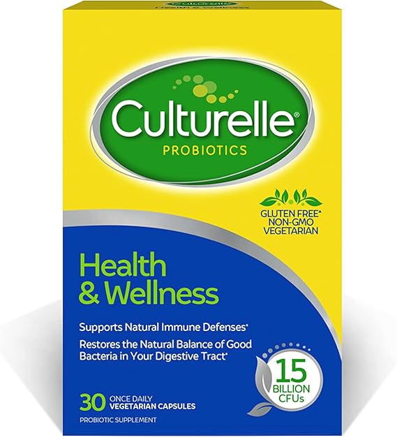 Culturelle Health & Wellness Daily Probiotic for Women & Men - 30 Count - 15 Billion CFUs & A Proven-Effective Probiotic Strain Support your Immune System- Gluten Free, Soy Free, Non-GMO