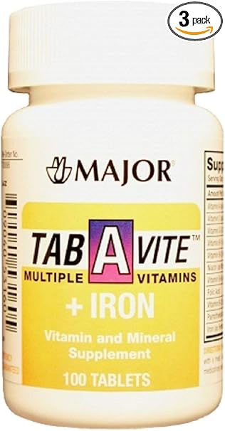 Major Tab-A-Vite with Iron Tablets - 100 Count