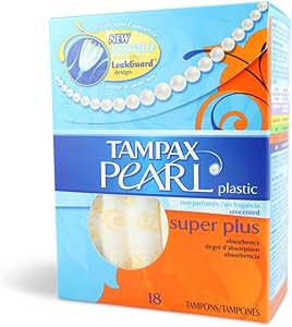 Tampax Pearl Plastic Tampons, Super Plus, Unscented , 18 tampons
