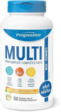 Progressive Adult MultiVitamin for Men - 60 Chewable Tablets | Made withHawthorn, Ginkgo, CoQ10, Tribulus, Maca, Vitamin K2, Mineral Citrates and Glutathione